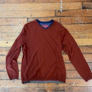 Robert Graham orange wool pullover v neck sweater size medium